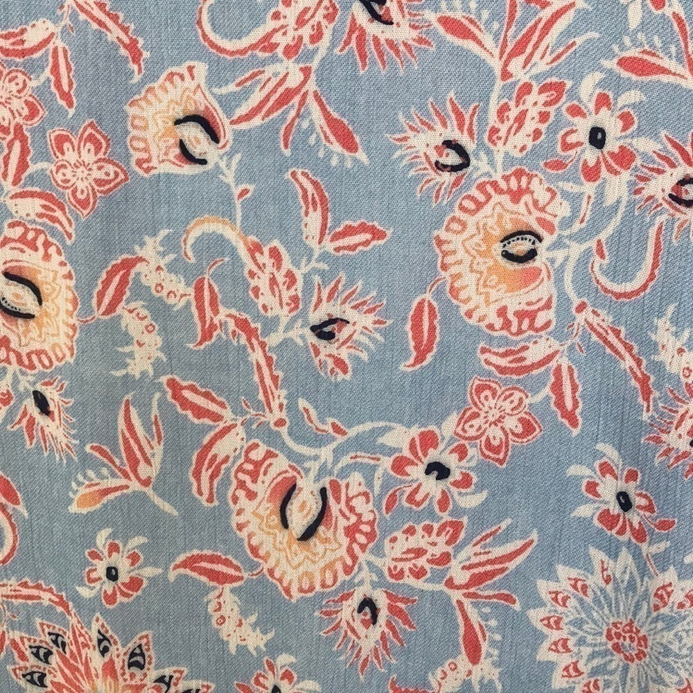 Peck & Peck Floral Print Bell Sleeve Blouse Blue Coral Rayon Boho Top S - Picture 2 of 8